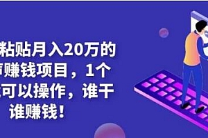 靠复制粘贴也能月入20万,1个人就可以操作