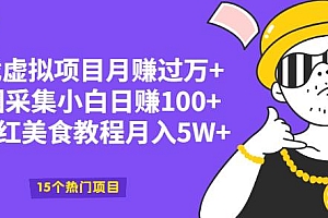 地图采集小白日赚100+游戏虚拟项目月赚过万+卖网红美食教程月入5W+