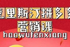 克里斯汀拼多多运营第一课 拼多多营销课