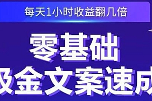 零基础吸金文案速成 每天1小时收益翻几倍 没有任何门槛