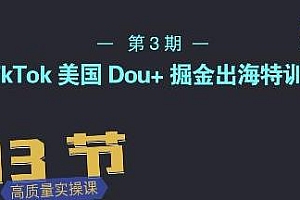 TikTok美国Dou+掘金出海特训营,高质量实操课,美国dou+成功投放95%