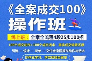 《全案成交100》操作班 全案全流程4段25步100招 全流程操作