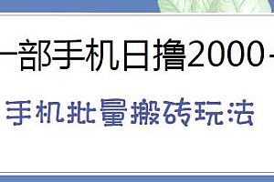 2022全新口子,一部手机日撸2000+ ,手机批量搬砖玩法