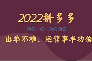 拼多多2022年出单不难进阶篇,让运营事半功倍