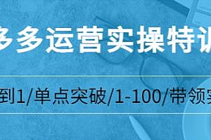 青云:拼多多运营实操特训营,从0到1带领实操 破解利润拉升难题
