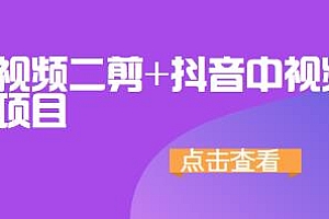 抖音中视频项目+视频二剪,让你一条视频获得3个平台流量分成