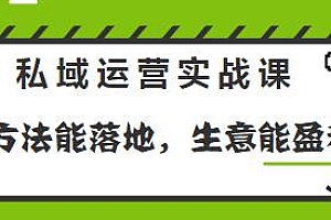 私域运营实战课,做私域不可错过的好内容,方法能落地,生意能盈利,