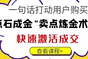 点石成金“卖点炼金术”快速激活成交,一句话打动用户购买