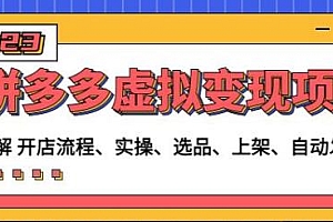 程哥拼多多虚拟变现项目,从开店流程-选品-自动发货等全讲解