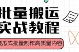视频号批量搬运实战操作运营,傻瓜式批量制作高质量内容赚钱教程