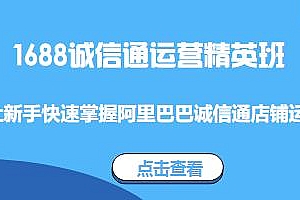 1688诚信通实战运营精英班,让新手快速学会阿里巴巴诚信通店铺运营
