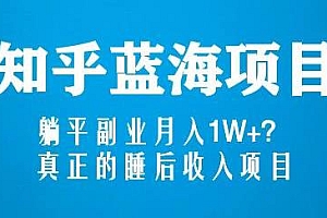 知乎蓝海玩法真正的睡后收入,副业月入1W+