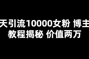 一天引流10000+女粉,博主粉教程揭秘