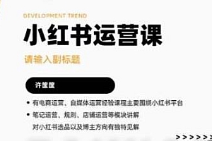 许筐筺·小红书运营课,学会自己独立运营小红书账号,基础规则、笔记店铺运营等