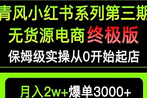 青风·2023小红书系列无货源电商爆单终极版,从0开始起店保姆级实操教程