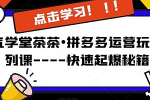 拼多多运营玩法系列课—快速起爆秘籍教程