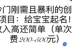 冷门刚需且暴利的创业项目揭秘,给宝宝起名,简单收入高