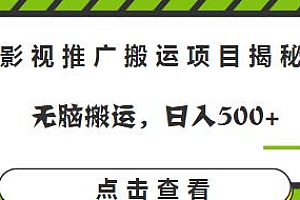 影视推广搬运项目揭秘,无脑搬运,日入500+