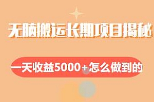 无脑搬运长期项目揭秘,一部手机一天收益5000+怎么做到的?