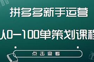 拼多多新手运营从0-100单策划课程,从零起步到爆单全流程