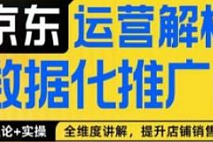 京东运营解析与数据化推广系列课,理论+实操全维度讲解提升店铺销售额