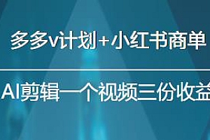多多v计划+小红书商单,AI剪辑一个视频三份收益,蓝海主打项目