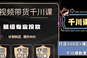 短视频带货千川课,精细化专业投放,提升ROI