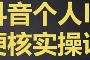 个人IP创富系统实战课,教你做个赚钱的抖音号