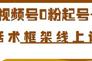 视频号0-1运营必备课,0粉起号+话术框架线上课