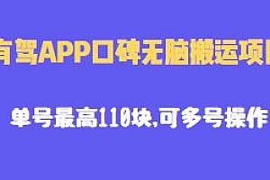 有驾APP口碑无脑搬运项目揭秘,单号最高110,可多号操作