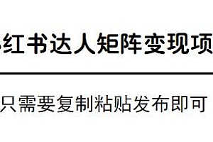 小红书达人矩阵变现项目,只需要复制粘贴即可