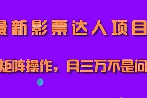 最新影票达人项目揭秘,可矩阵操作,月三万不是问题