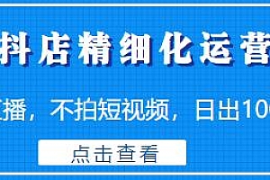 推易电商·抖店精细化运营,不直播,不拍短视频,日出1000单(更新)