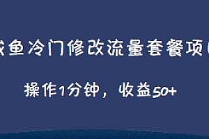 咸鱼冷门修改流量套餐项目揭秘,操作1分钟,收益50+