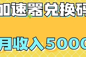 游戏加速器兑换码项目揭秘,首月收入5000+