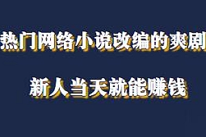 热门网络小说改编的爽剧项目揭秘,免授权推广,新人当天就能赚钱