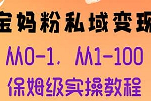 宝妈粉私域变现项目,从0到1保姆级实操教程