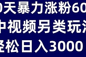 中视频另类玩法揭秘,60天暴力涨粉60W