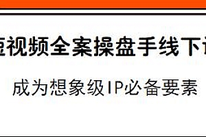 短视频全案操盘手线下课,成为想象级IP必备要素