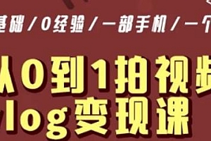 从0到1拍视频vlog变现课,0基础每月多赚1W