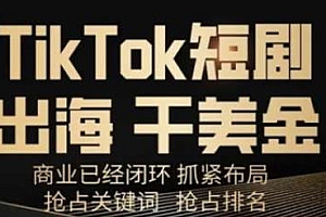 TikTok短剧出海干美金项目,抢占关键词抢占排名,抓紧布局