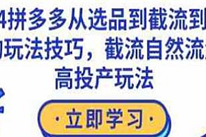 2024拼多多从选品到截流到付费的玩法分享