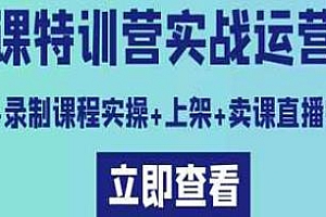 卖课特训营,做课+卖课实操与运营班