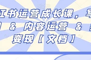 小红书运营成长课,写作+运营+变现