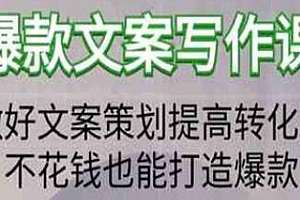 爆款文案写作课,不花钱也能打造爆款,做好文案策划提高转化率