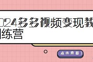 2024多多视频变现教学训练营,拼多多带货教程