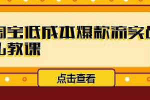 淘宝低成本爆款流实战私教课,0基础轻松搞定电商运营