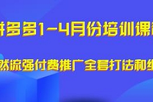 拼多多自然流强付费推广全套打法和细节
