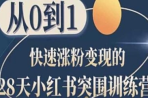 28天小红书突围训练营教程,从0到1快速涨粉变现