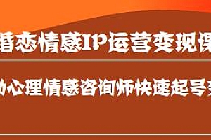 婚恋情感IP运营变现课,心理情感咨询师快速起号变现